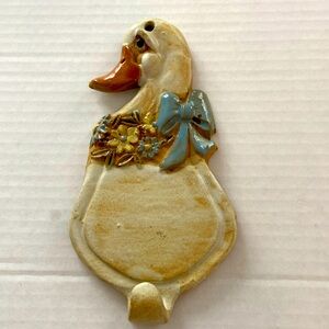 Ceramic Terracotta Duck Floral Glaze Towel Hanging Decorative Wall Hook